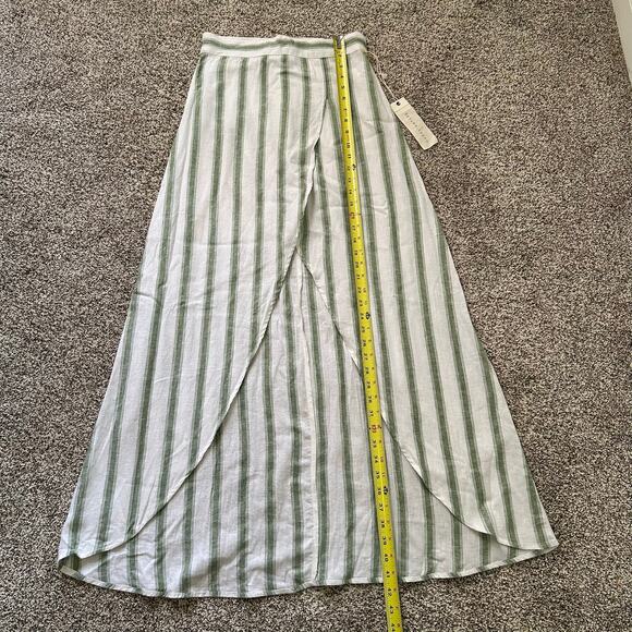 Happy x Nature white & green striped hi-low maxi skirt size 0 NWT - Picture 9 of 10